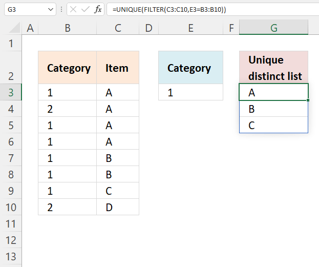 VLOOKUP Return multiple unique distinct values