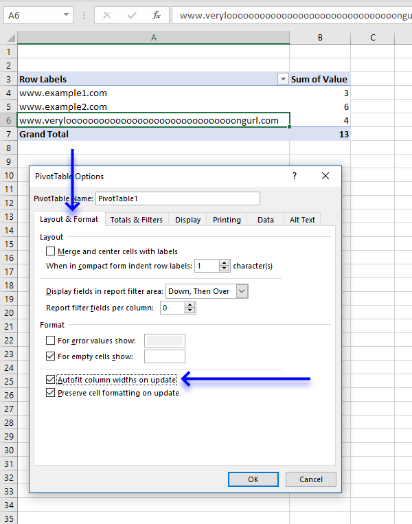 Disable autofit column widths for Pivot table