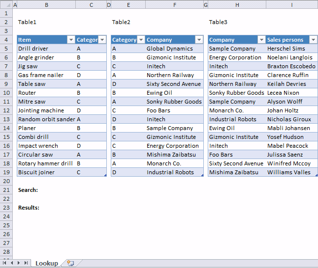 Highlight lookups in relational tables