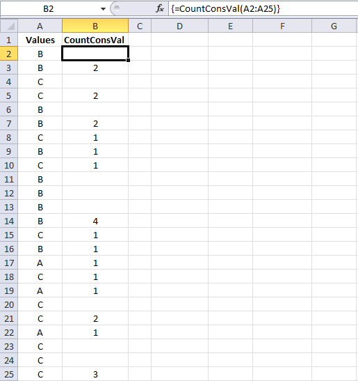 Find the longest/smallest consecutive sequence of a value [VBA]