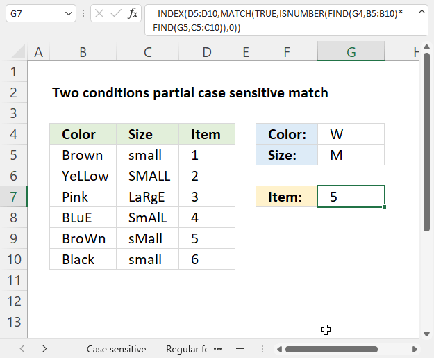 INDEX MATCH Case sensitive