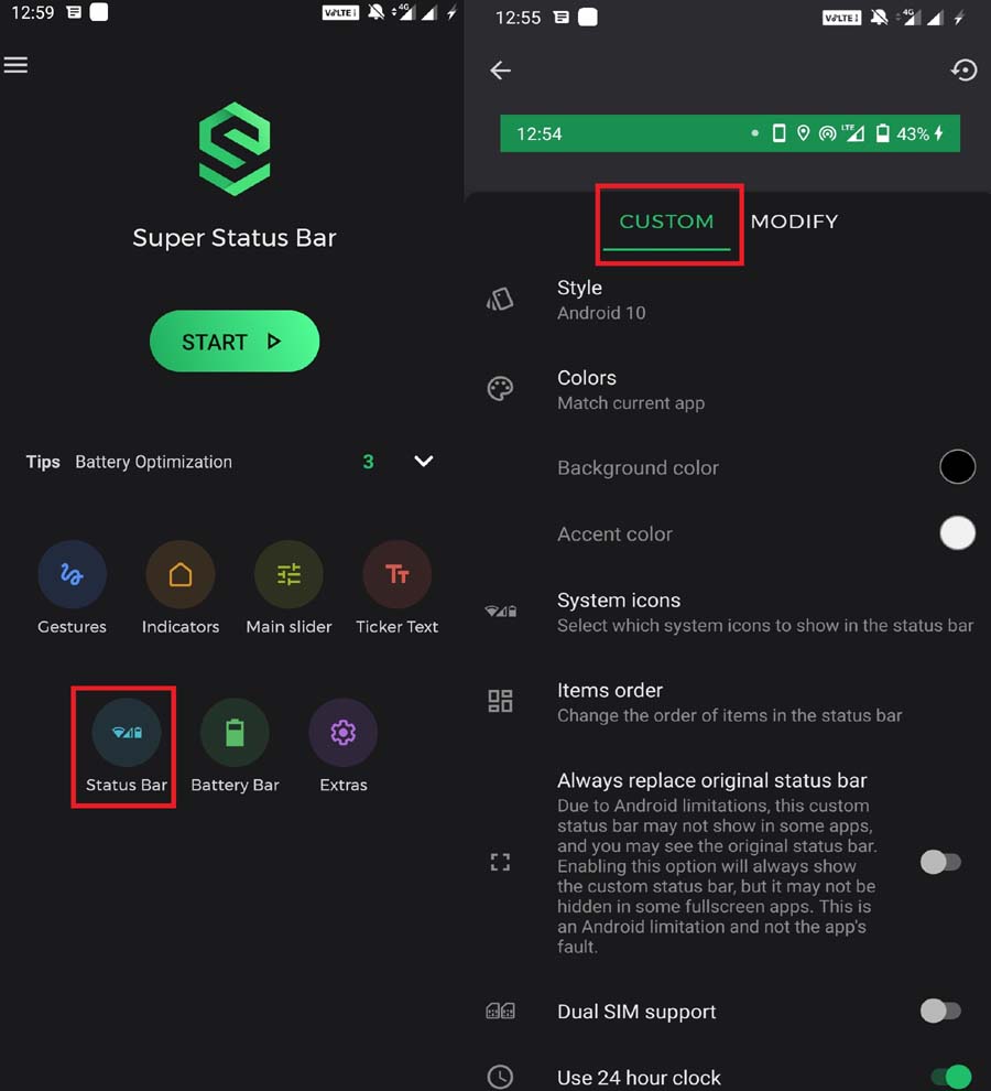 How to Easily Modify the Android Device Status Bar