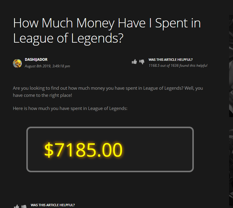 How Much Money Have I Spent in League of Legends?