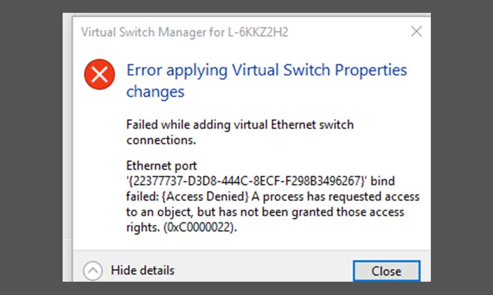 Fix Error applying Virtual Switch Properties changes HyperV