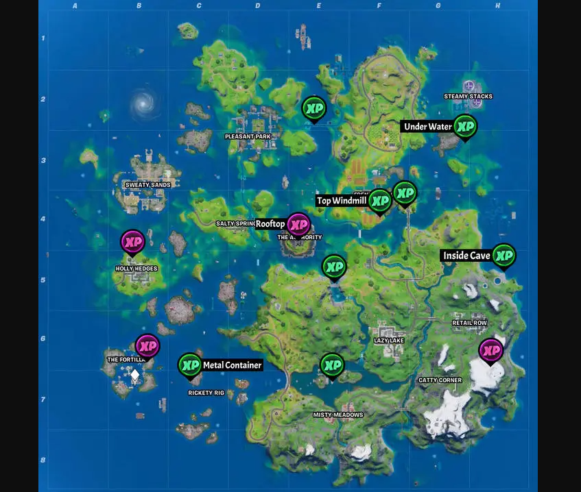All XP Coin locations in Fortnite Chapter 2 Season 3