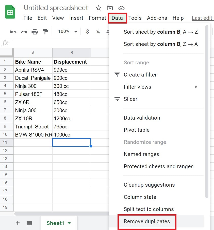 Google Sheets How to Highlight and Remove Duplicates