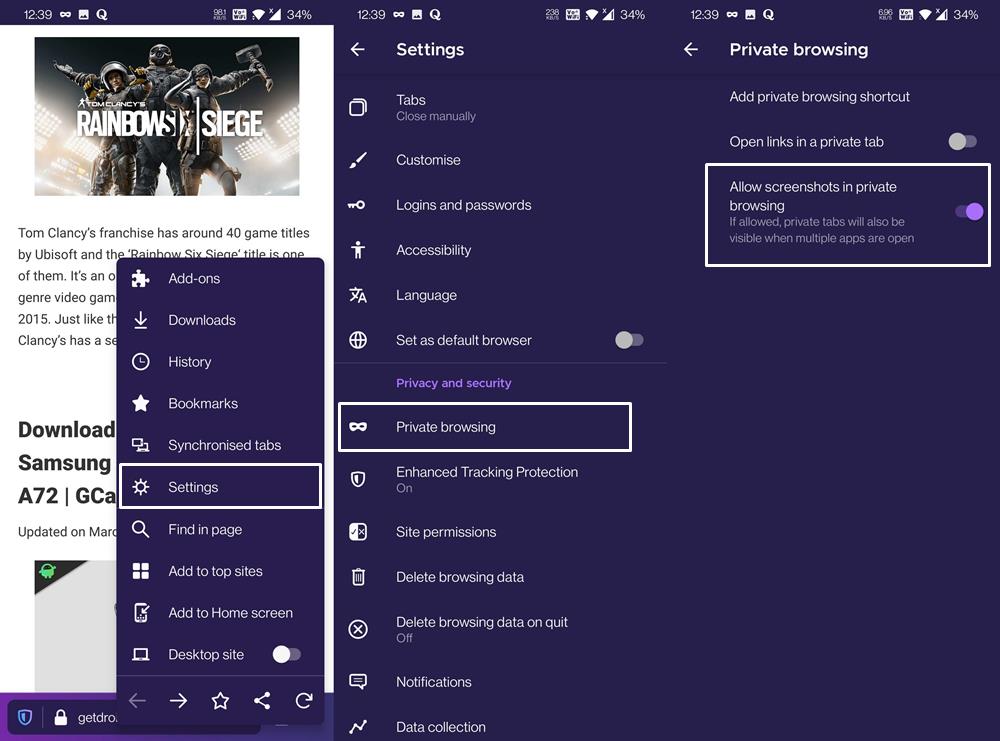 How to Take Screenshot in Firefox Private Mode on Android