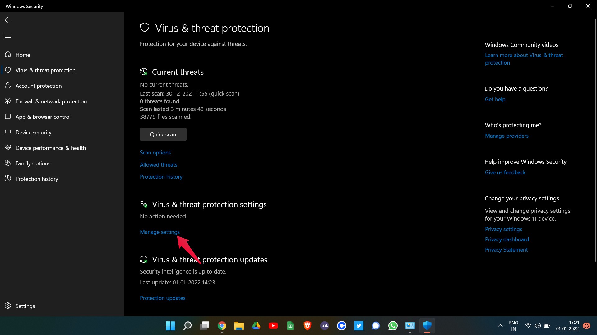 Virus and Threat Protection Not Working on Windows 11