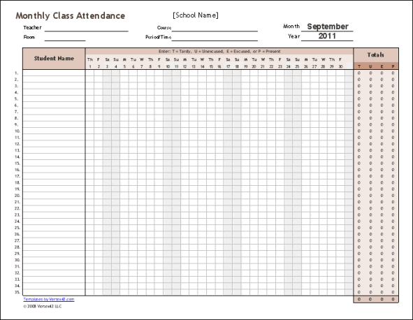 9 monthly attendance sheet templates excel templates