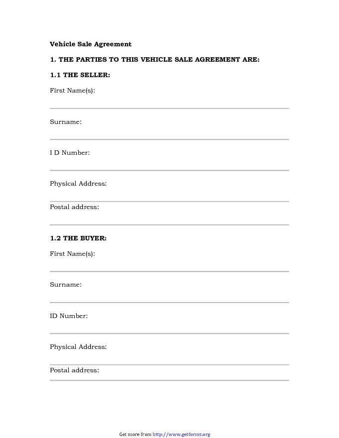 Used car Sales Agreement download Purchase Agreement for free PDF or Word