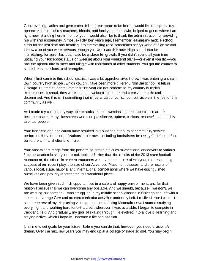 Sample High School President Speech download Speech Examples for free