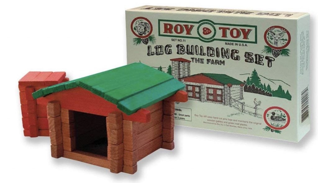 Roy Toy Wooden Log Sets Like Lincoln Logs But Made in the USA Get