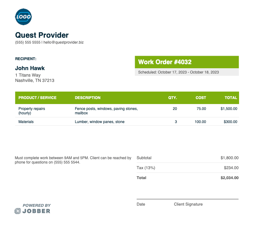 Free Work Order Template Edit & Download Jobber Free Work Order Template Edit & Download Jobber
