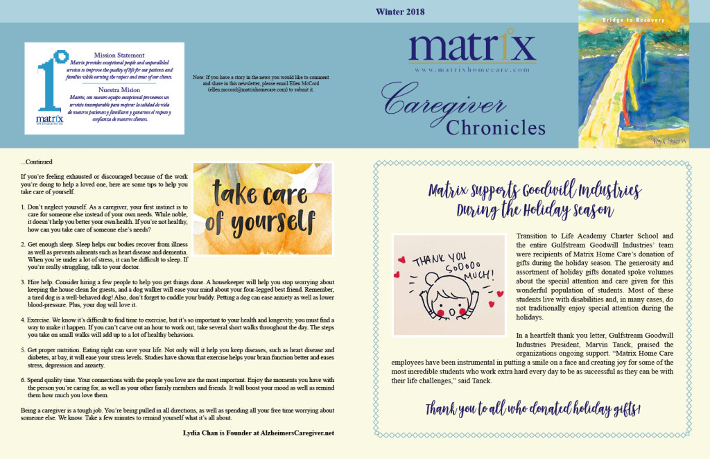 Matrix Home Care Winter Newsletter Ward Group PR