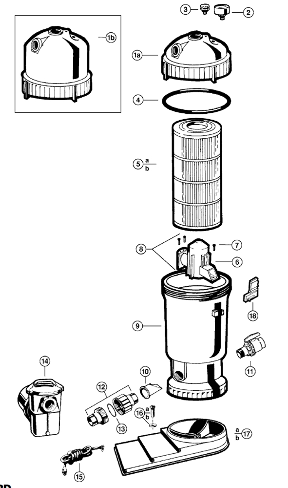 Hayward ASL Filter Series C850, C1250 Cartridge Filter Series Parts