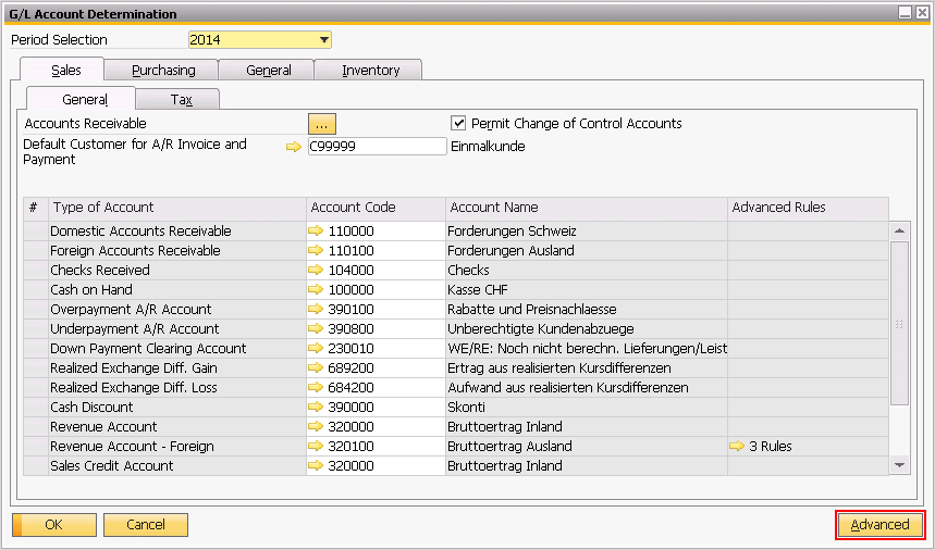 Import SAP Business One advanced G/L account determination via Excel