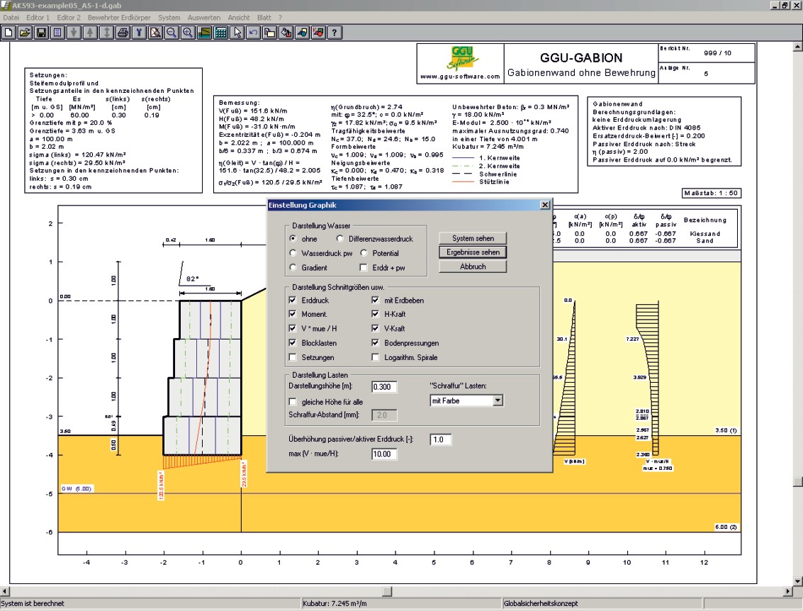 GGUGABION Calculation of Gabion Walls GGU Software