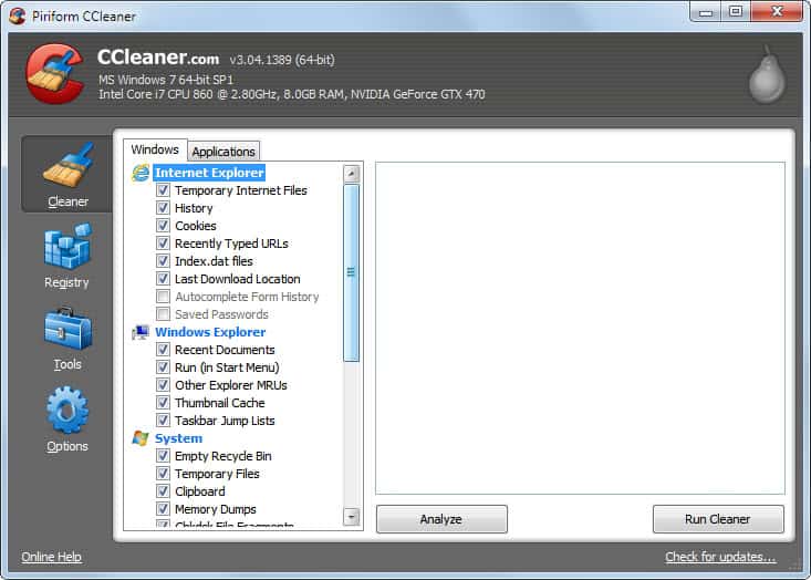 CCleaner Update Brings Windows 7 SP1 Support gHacks Tech