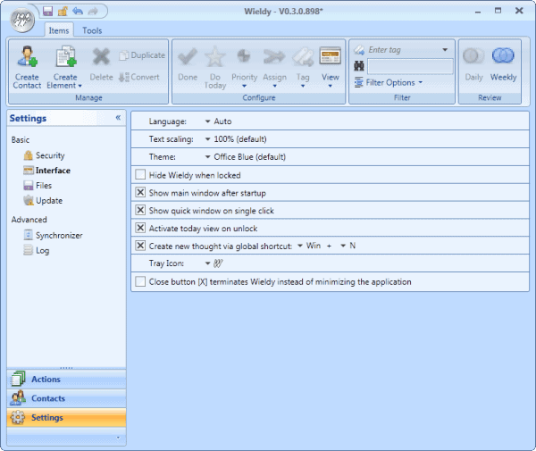 Wieldy, ToDo Manager With Outlook, Dropbox Synchronization gHacks