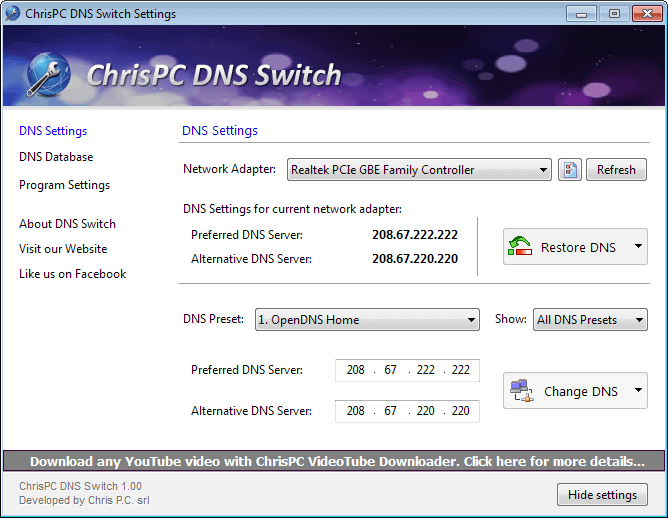 DNS Switch change DNS servers with the click of a button gHacks Tech