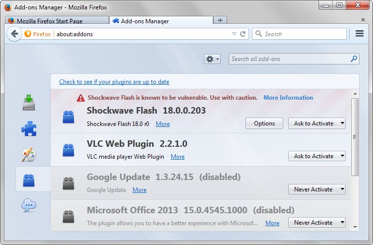 Mozilla blocks all versions of Adobe Flash in Firefox