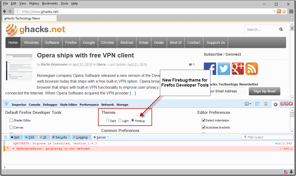 Firebug Theme for Firefox Developer Tools gHacks Tech News