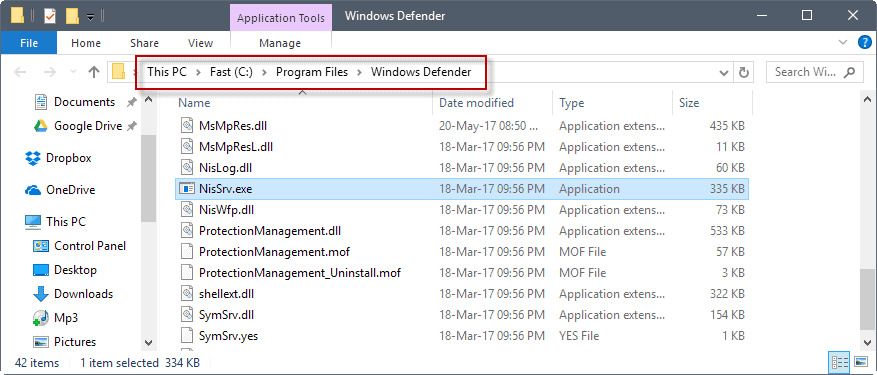 Microsoft Network Realtime Inspection Service (NisSrv.exe) information
