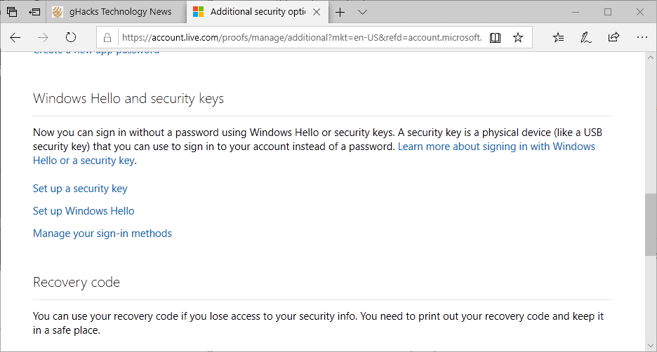 How to set up a security key for your Microsoft Account gHacks Tech News