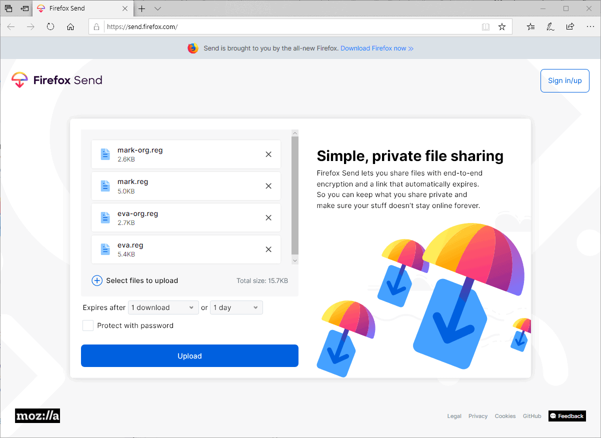 Firefox Send file sharing service launches officially gHacks Tech News