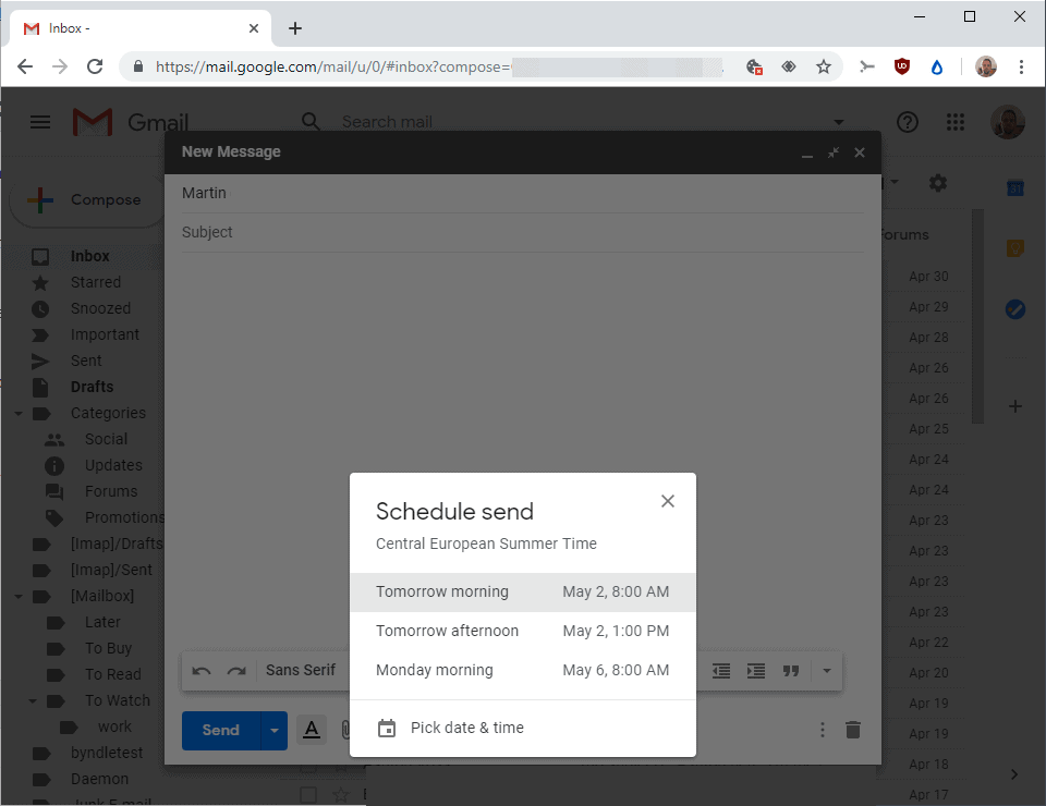 How to schedule emails on Gmail gHacks Tech News