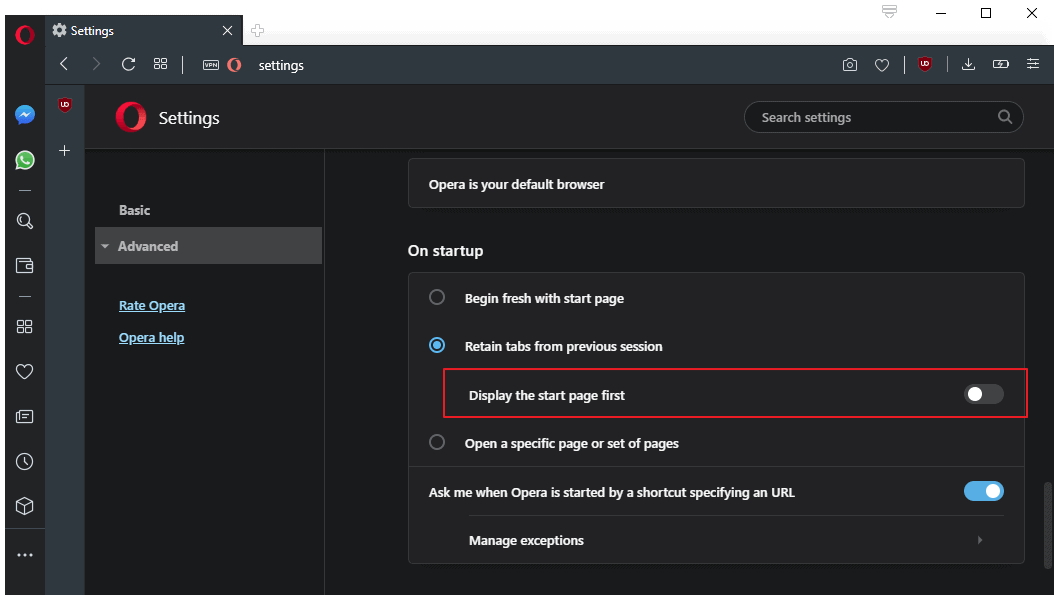 Block Opera from opening a New Tab Page on Start LaptrinhX / News
