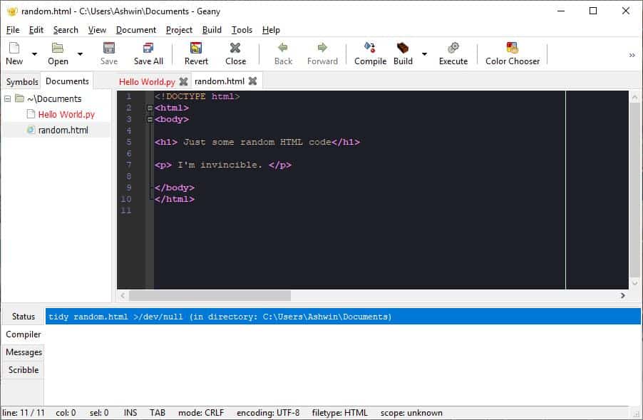 Geany is a programmer friendly open source text editor for Windows