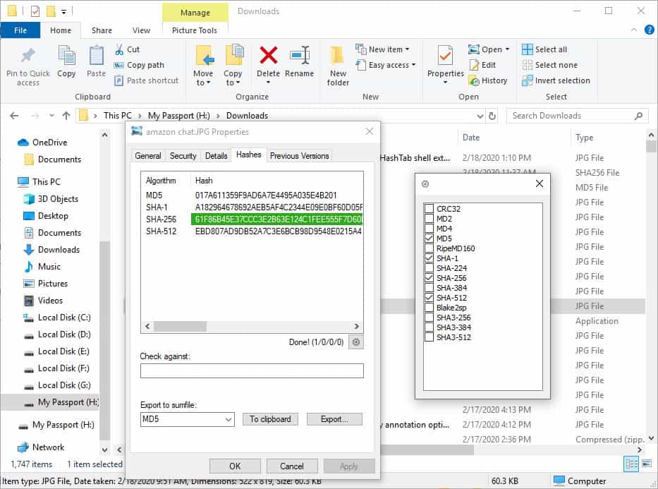 Check file hashes from the Explorer context menu with the OpenHashTab