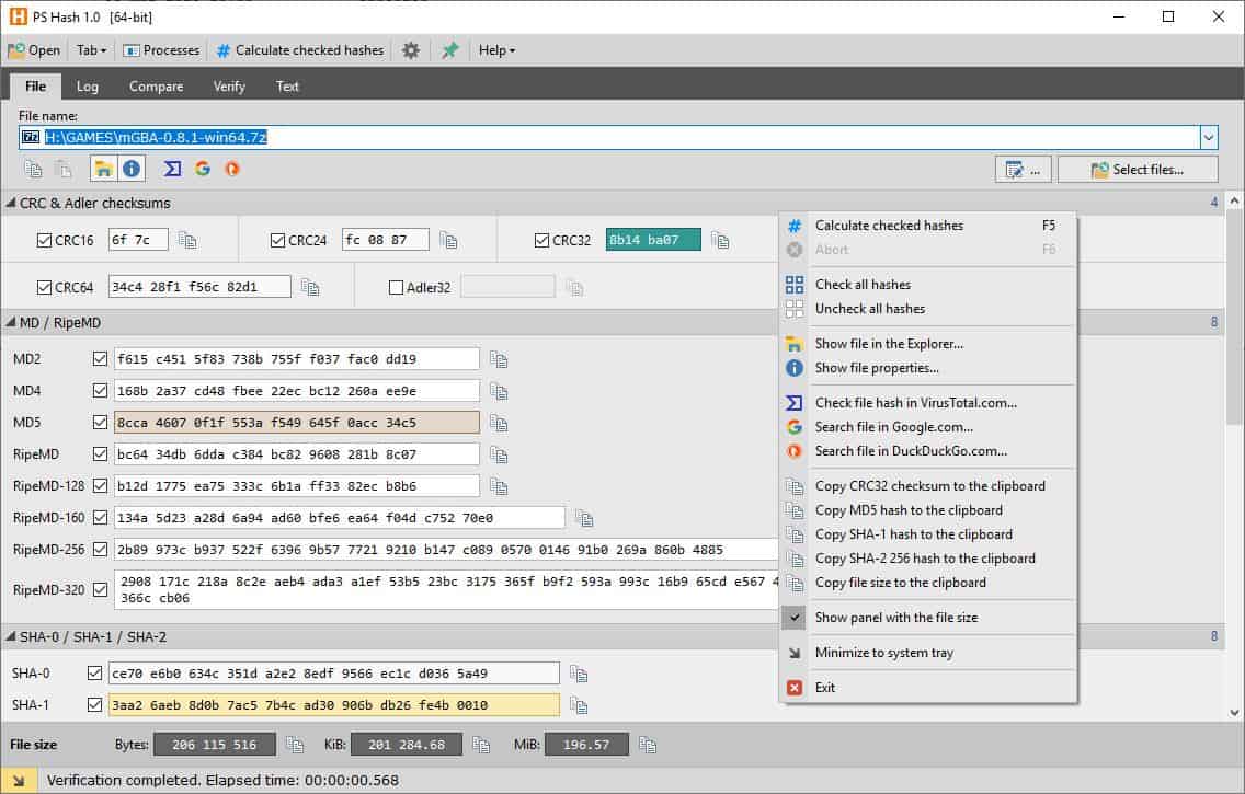PS Hash is a freeware and portable hashing tool for Windows gHacks