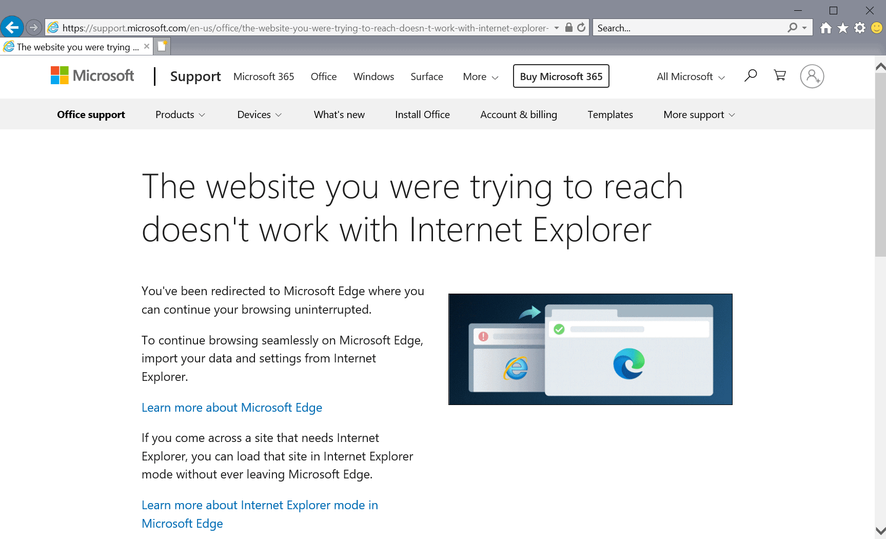 Explorer users will be redirected to Microsoft Edge if