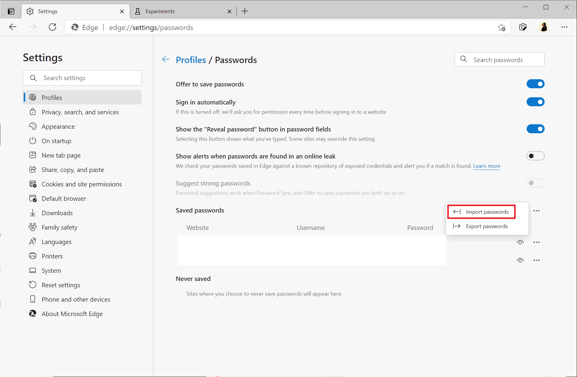 Microsoft is working on Password Import option for its Edge browser
