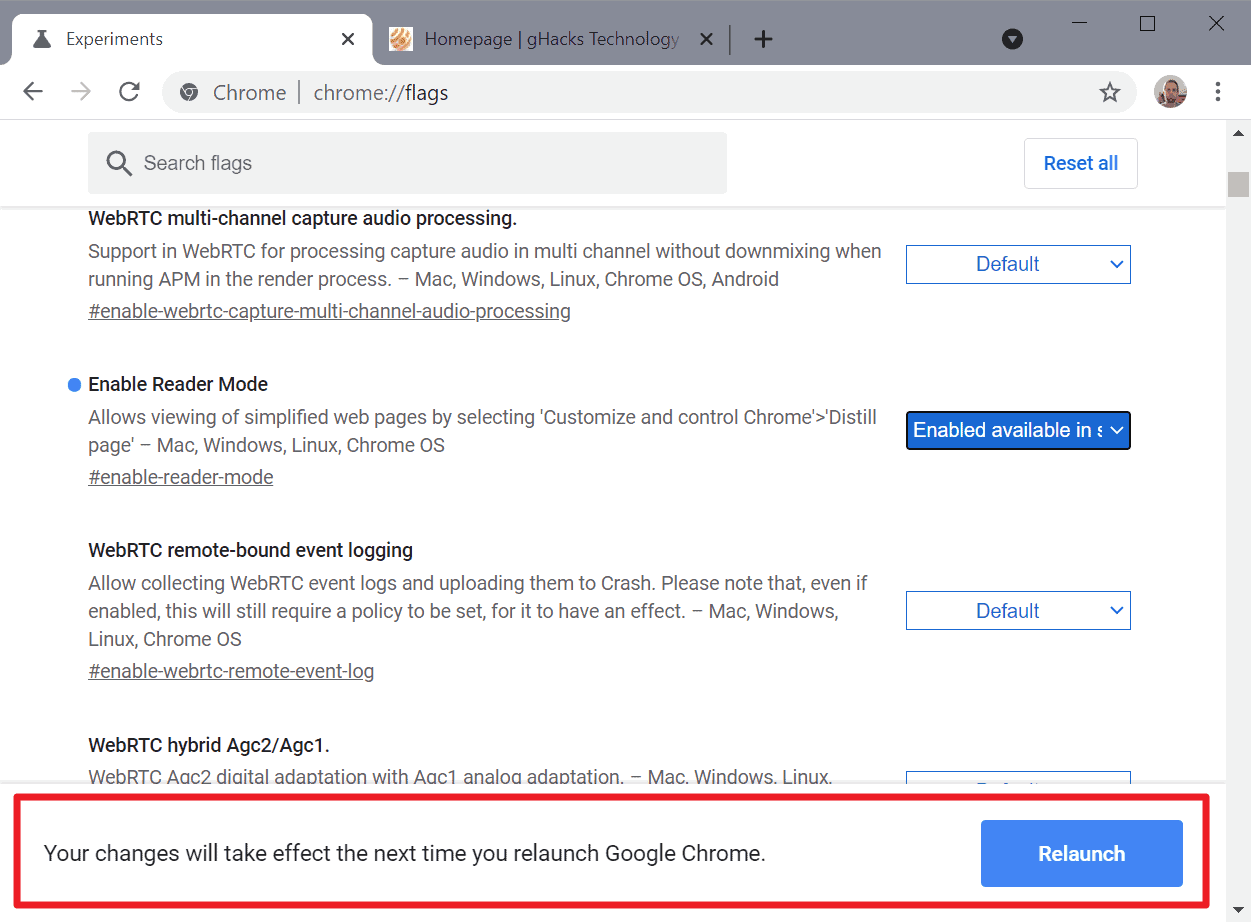 How to use Google Chrome Flags to enable experimental features gHacks