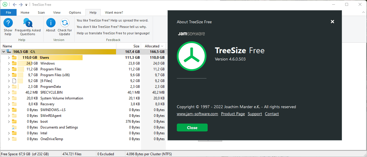 TreeSize Free 4.6 PDF reports and 64bit only Software News Nsane