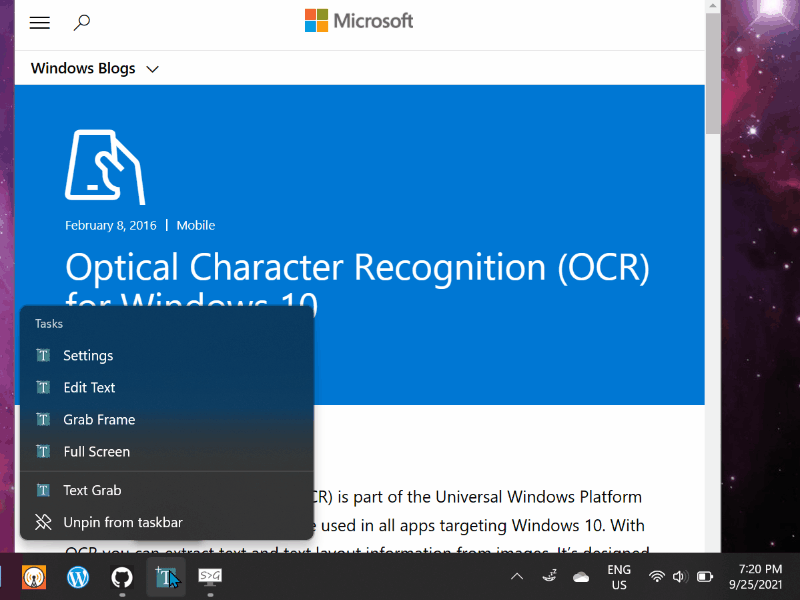 Text Grab fast OCR tool for Windows with text manipulation and more