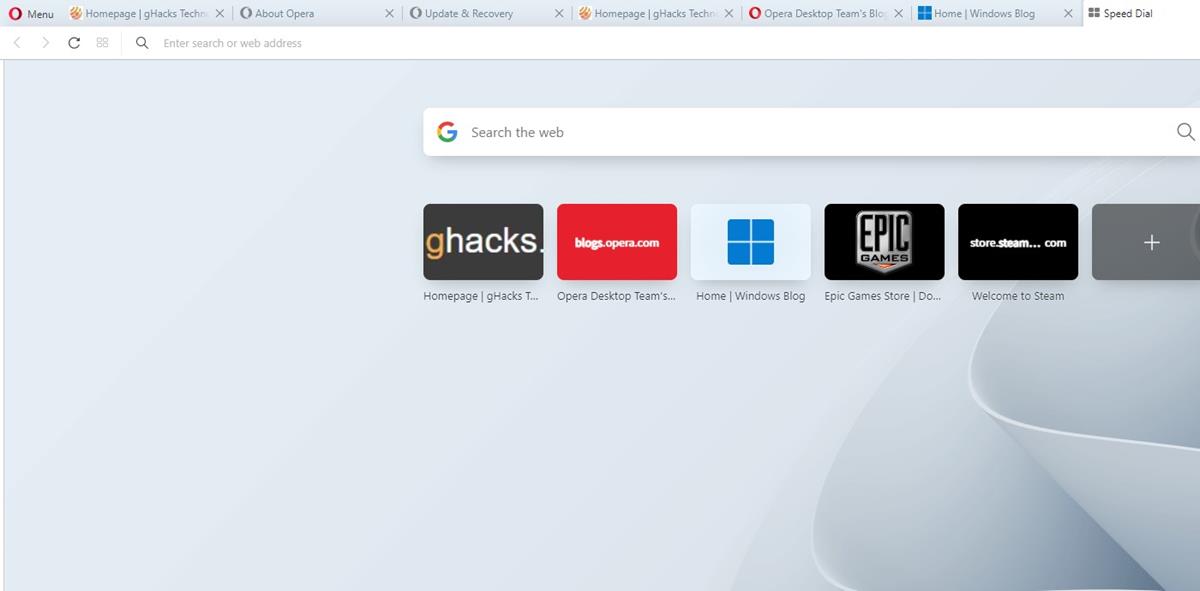 Opera browser now lets you set custom images for tiles gHacks Tech News