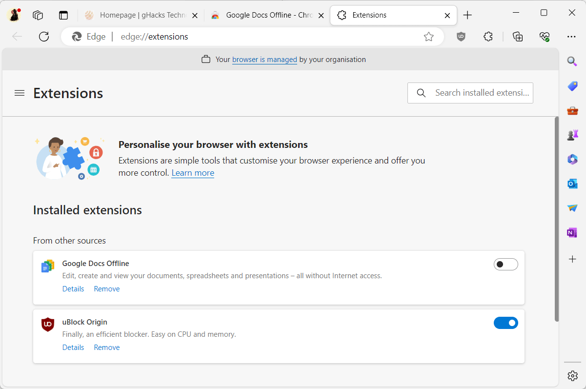 Madness? This is Microsoft! Installs Google Docs Offline extension in
