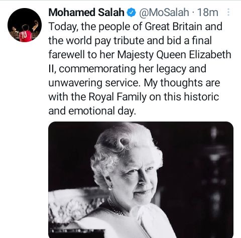 Mohamed Salah Pays Final Tribute To Queen Elizabeth II.