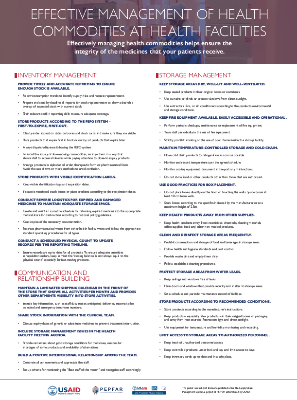 Effective Management of Health Commodities at Health Facilities USAID