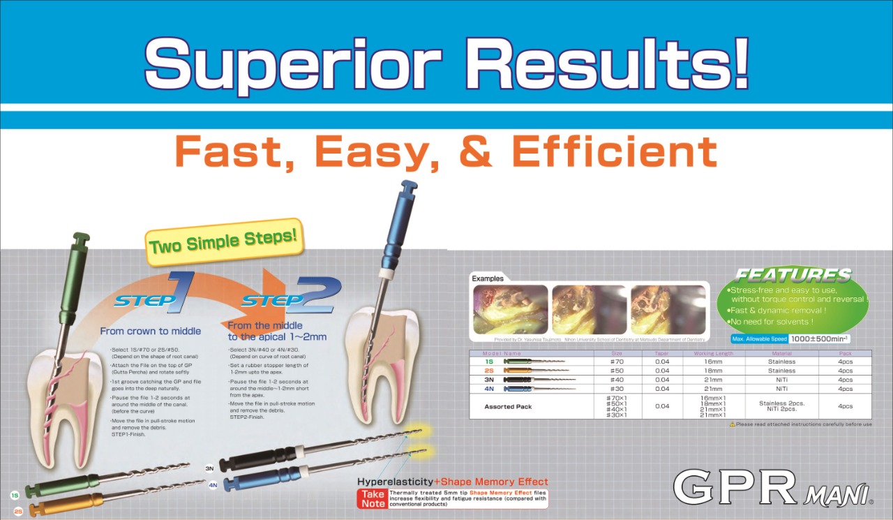 Mani GPR (GP removal Rotary Files) Gift Dental Company Gift Dental