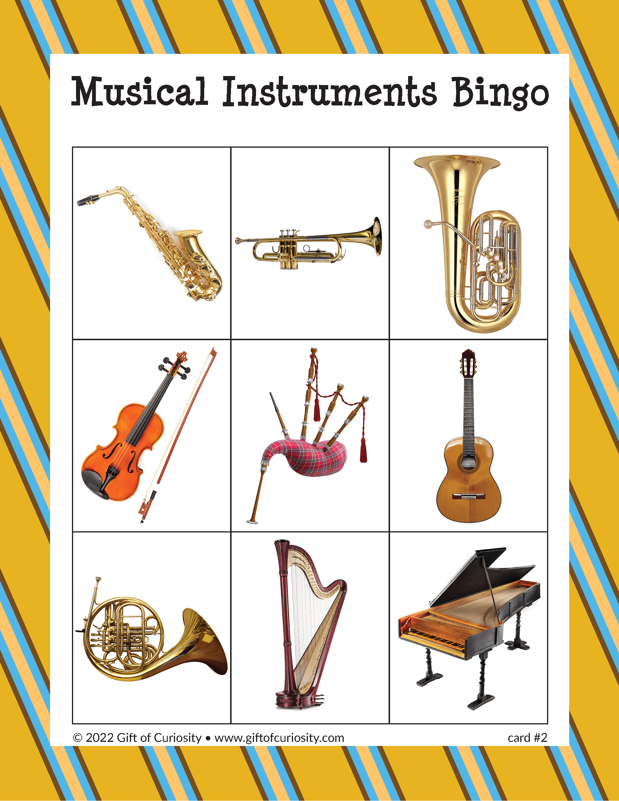 Musical Instruments Bingo Gift of Curiosity