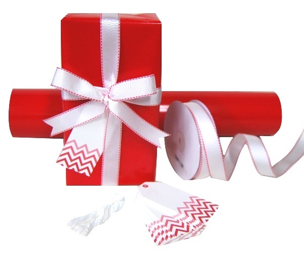 Pack Deal Red Wrapping Paper, Ribbons, & Tags