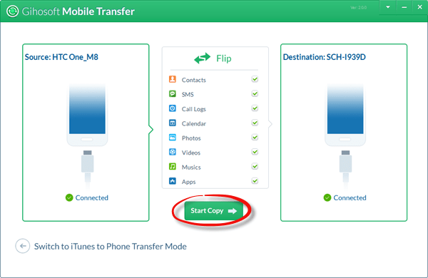 Gihosoft Android Data Transfer Transfer Data from Android to Android