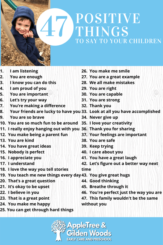 47 Positive Things to Say to Your Child