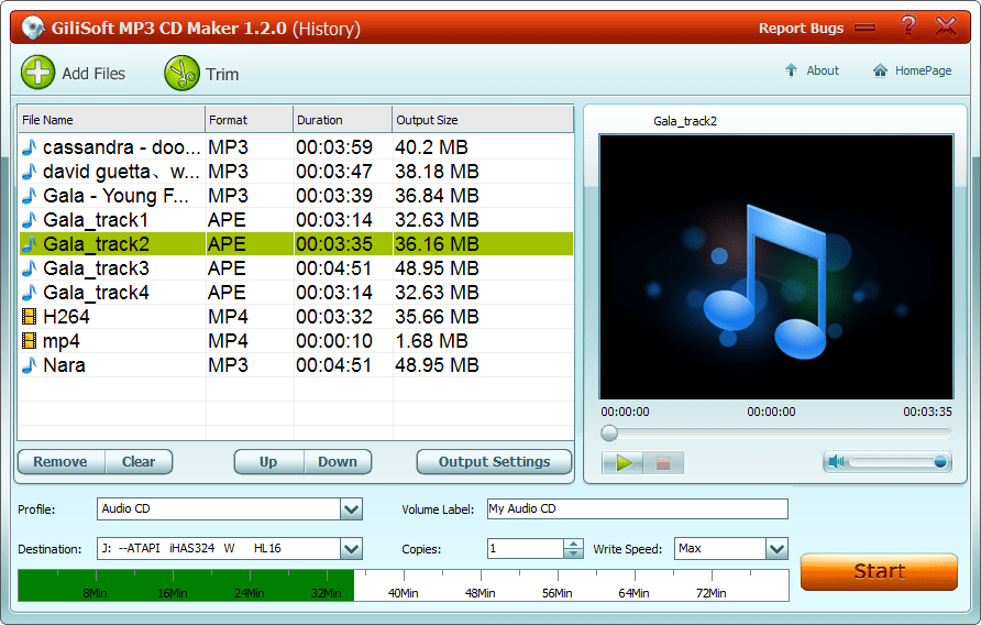 Free Download MP3 CD Maker to make music CD Gilisoft MP3 CD Maker