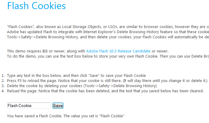Delete Flash Cookies in Explorer with Flash 10.3